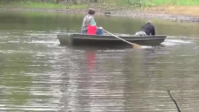 Ловци спасяват давещ се елен със заклещени рога при битка с друг