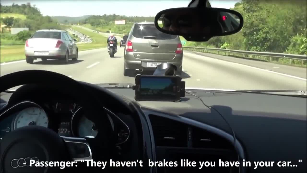 Гонка между Audi R8 срещу Kawasaki Ninja Zx10r и Suzuki Gsxr1000