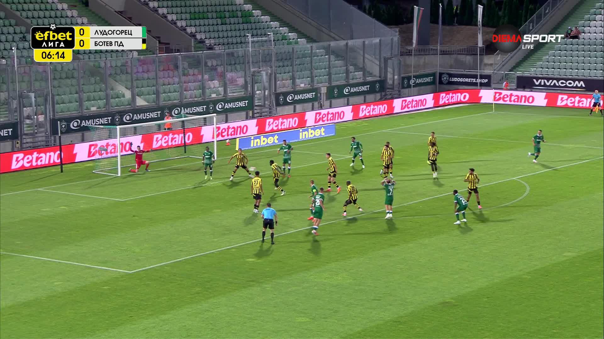 Лудогорец - Ботев Пловдив 2:0 /първо полувреме/
