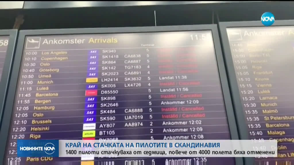 Край на голямата стачка в скандинавсите авиолинии