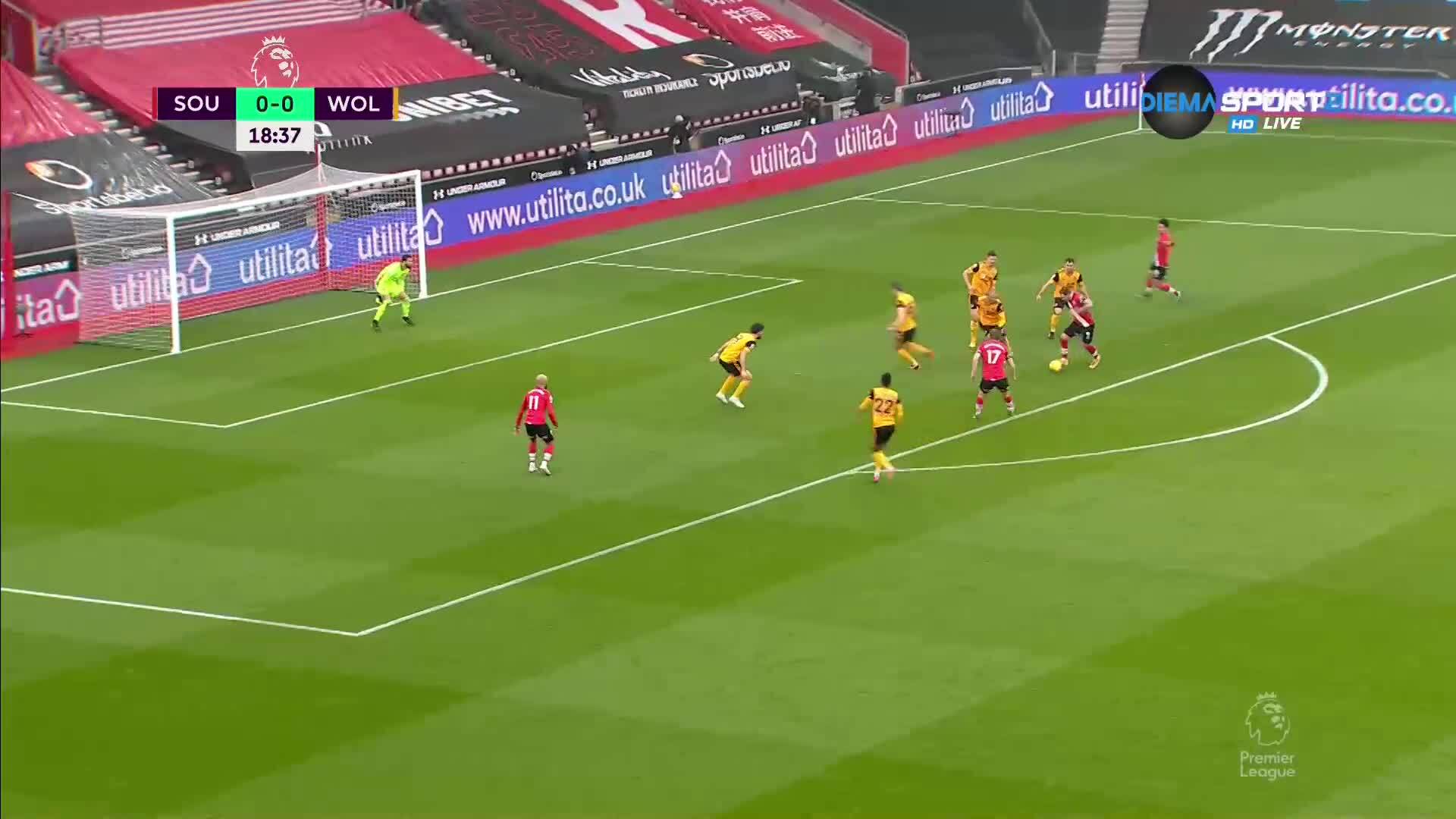 Саутхемптън - Уулвърхемптън 1:0 /първо полувреме/
