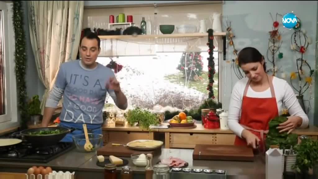 Палачинкова торта с шунка и спанак - Бон Апети (28.12.2017)