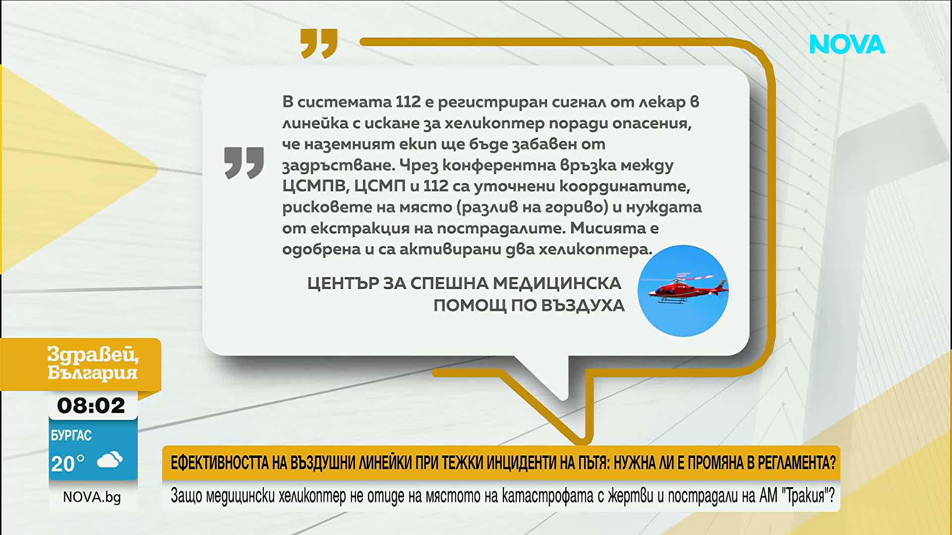 Ефективността на въздушни линейки при тежки инциденти на пътя: Нужна ли е промяна в регламента?