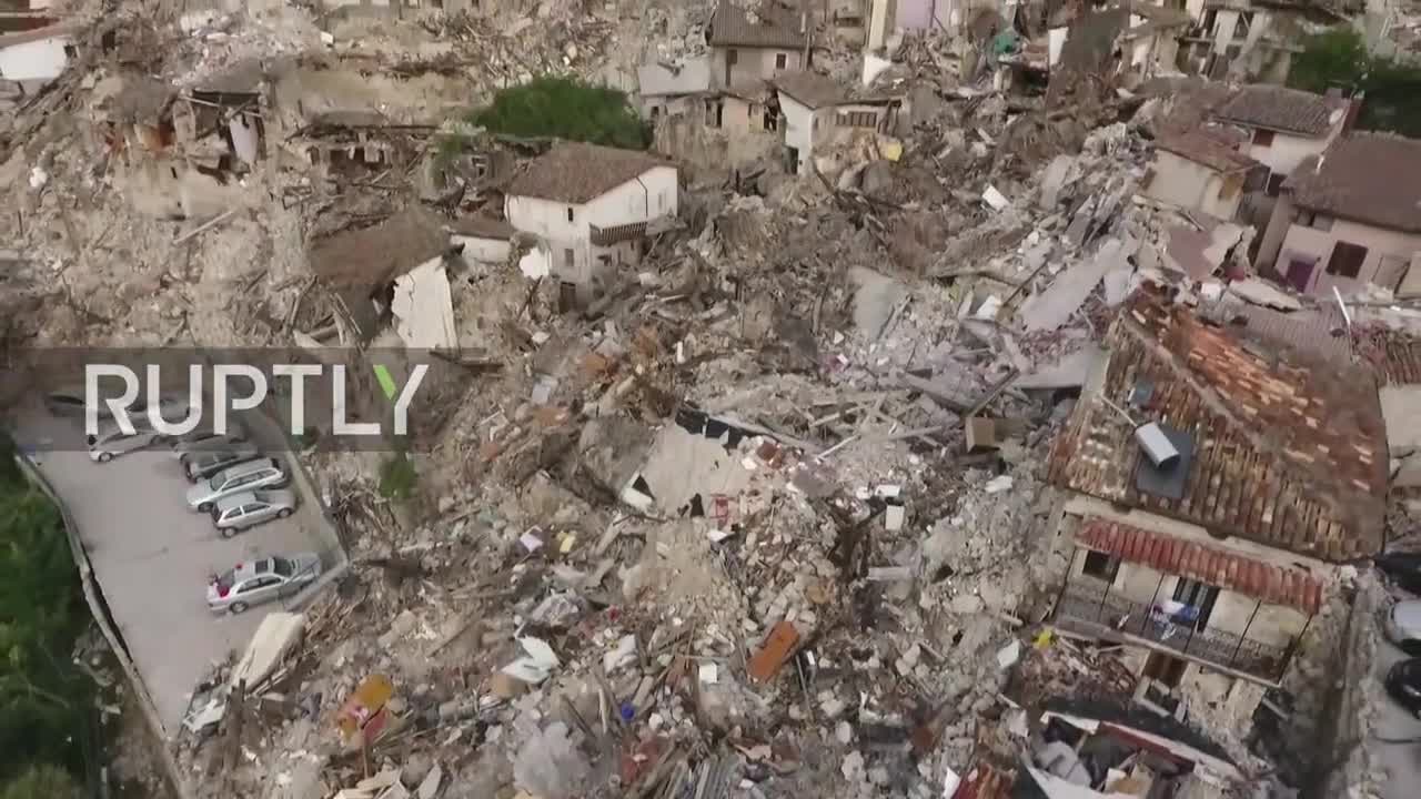 Дрон показва мащаба на разрушенията в Италия