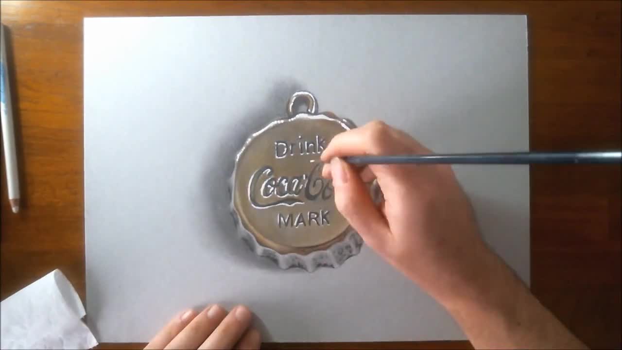 3d рисунка на капачка на кока-кола!