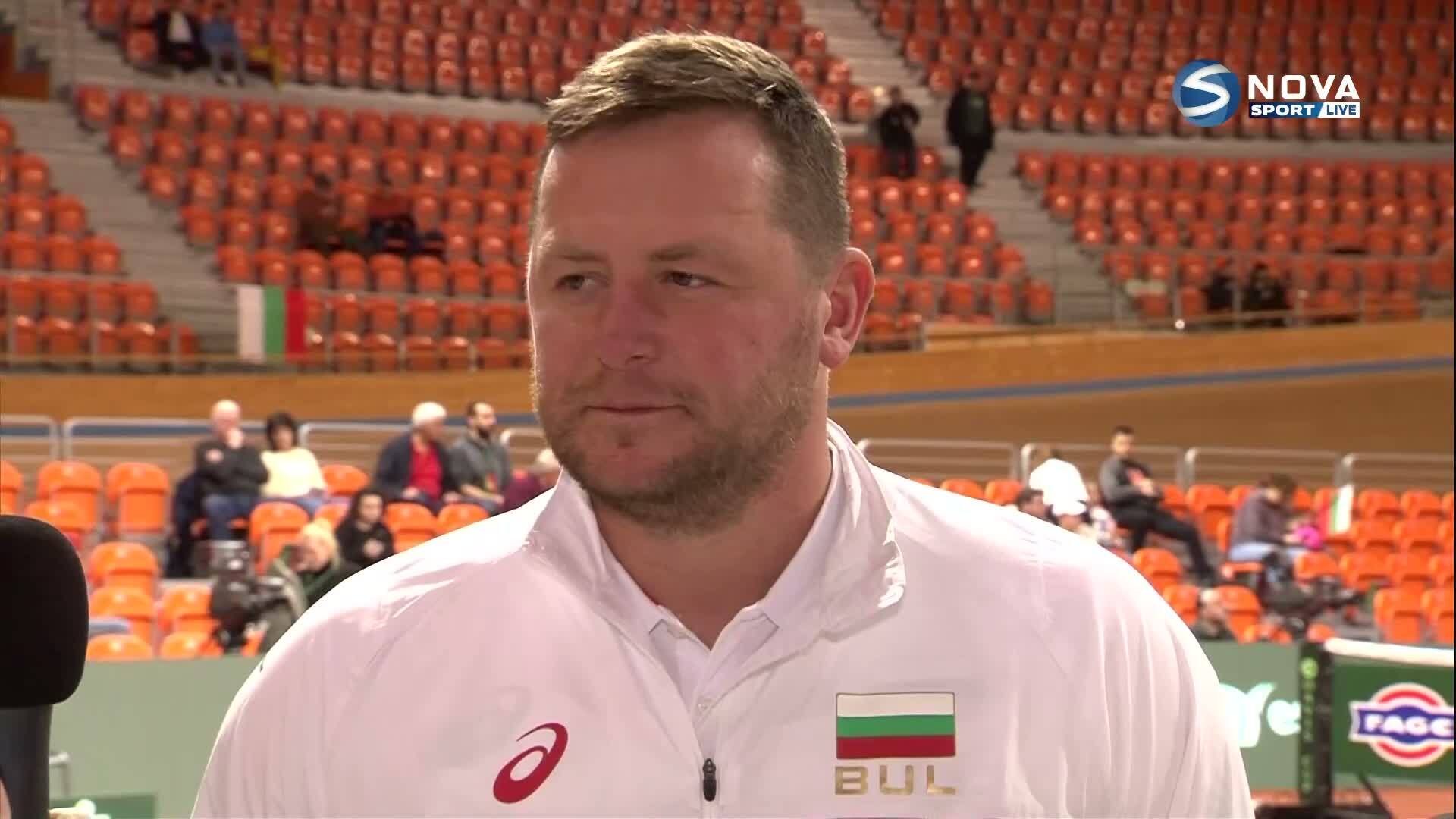 Тото Грозданов преди третия мач между България и Белгия на Купа Дейвис