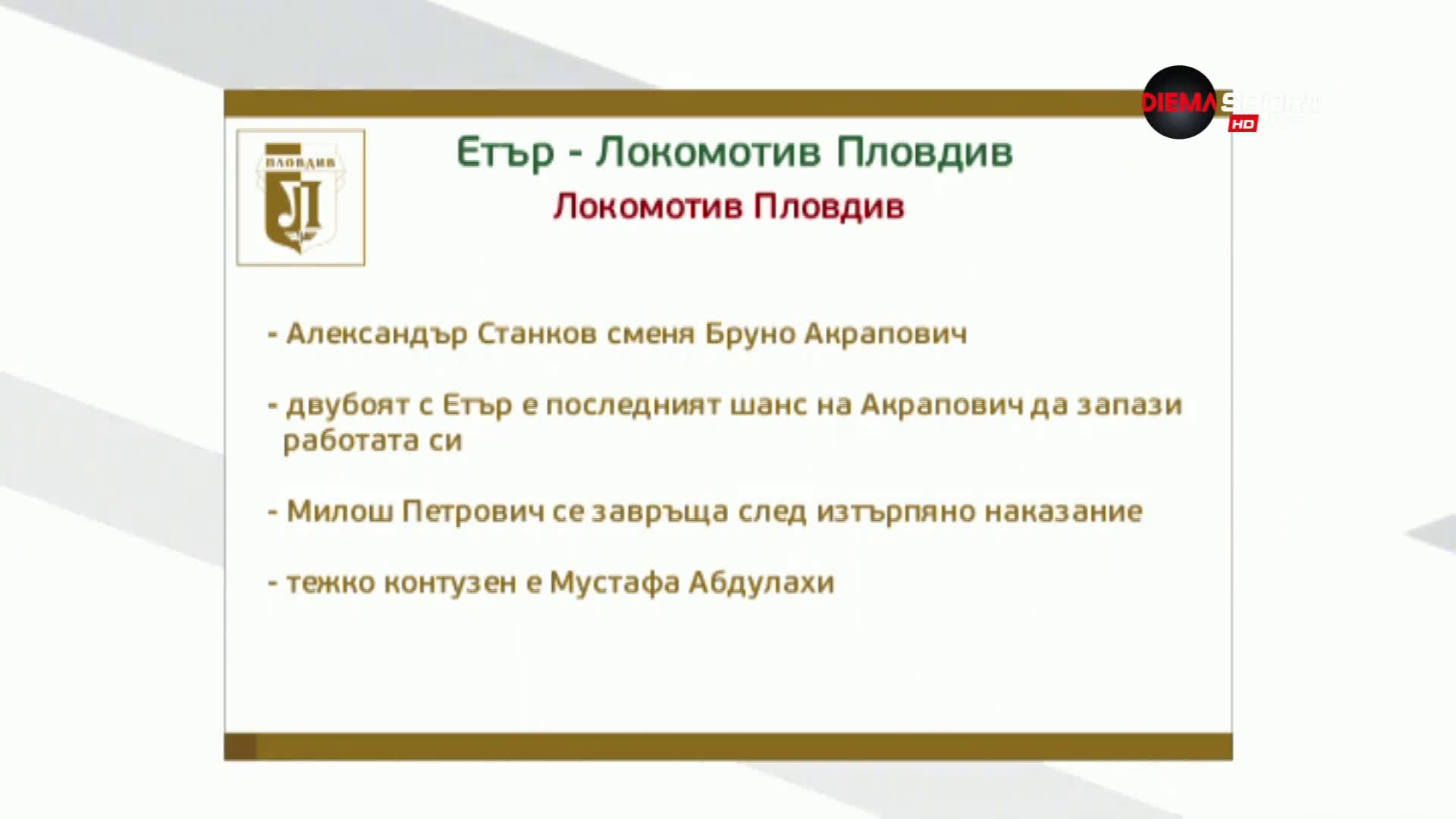 Преди Етър - Локомотив Пд
