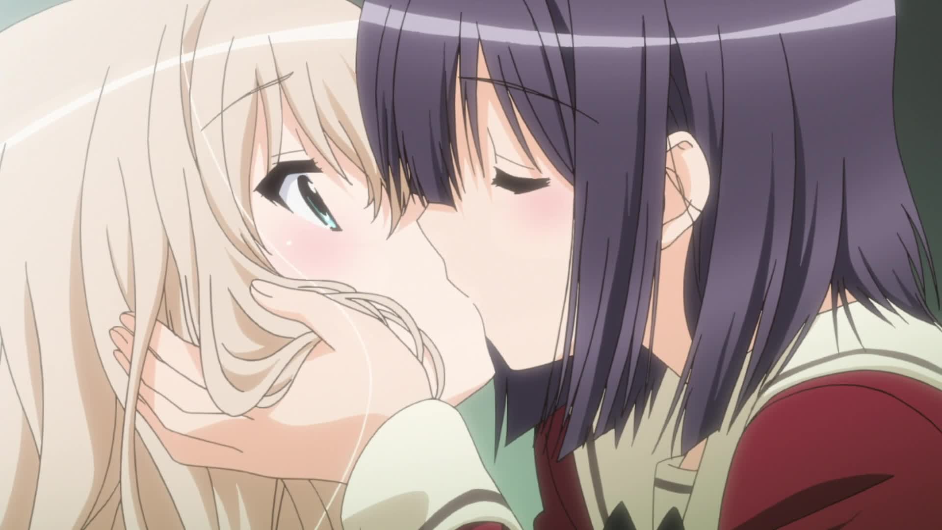 Yuri gif. Аниме sono Hanabira ni Kuchizuke Kiss. Sono Hanabira Юри поцелуй. Юри поцелуй эти лепестки. Shoujo sect аниме поцелуй.