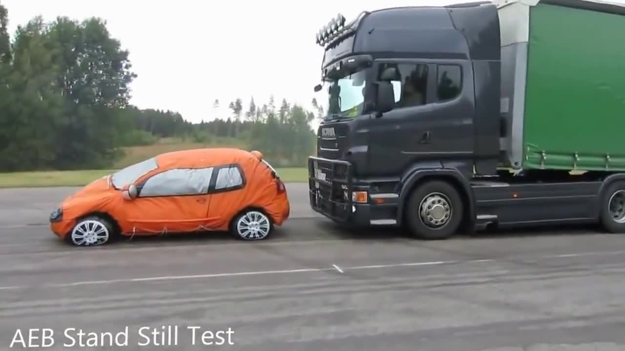 Тестване на спирачки на камион - Scania