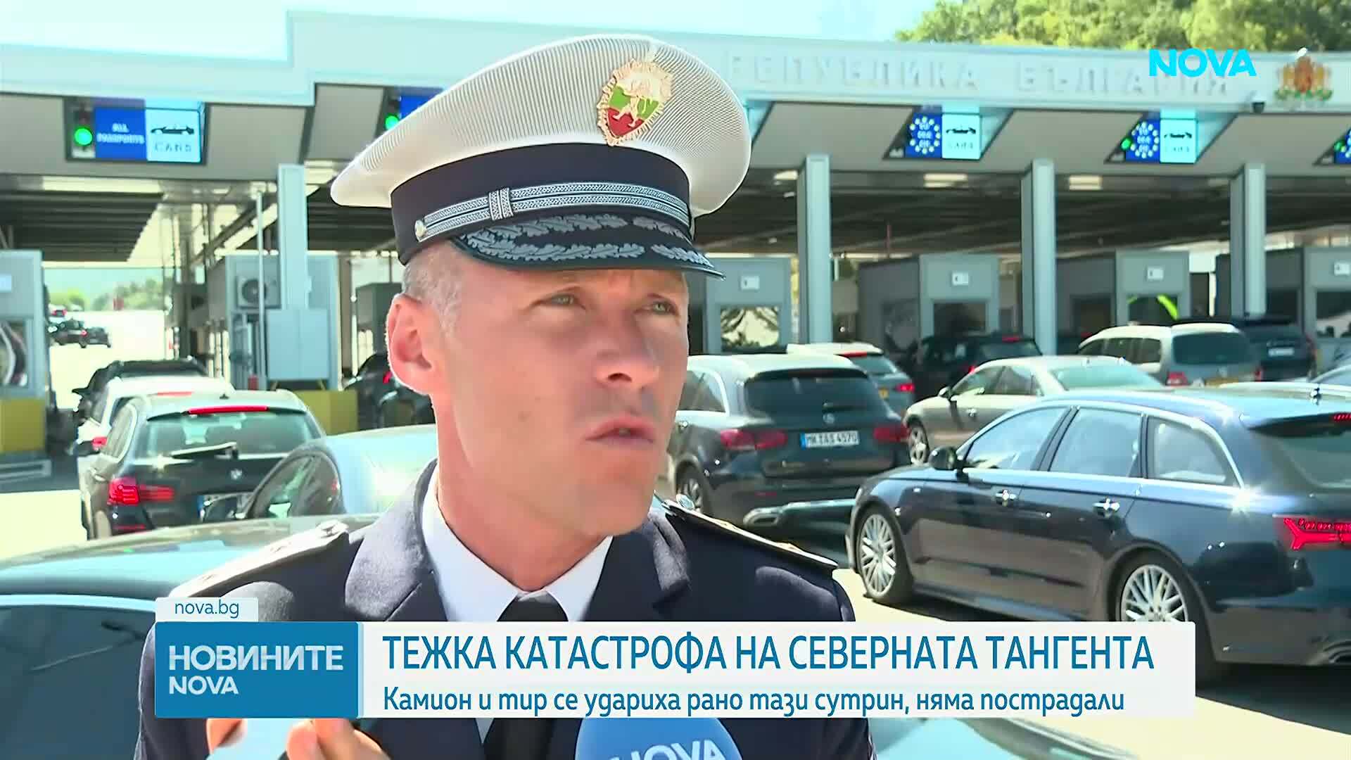 Катастрофа между тир и камион временно затвори Северната скоростна тангента край София