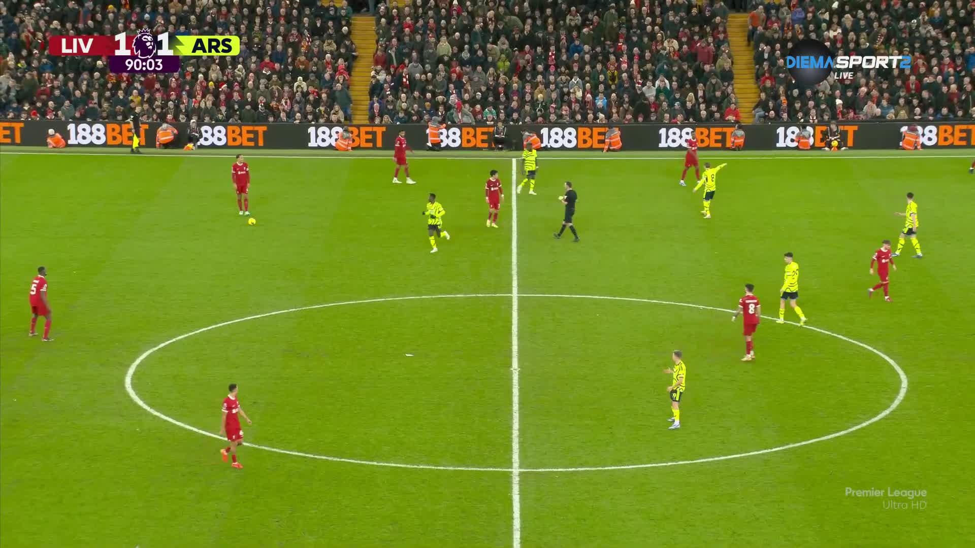Benjamin William White Top Yellow Cards vs. Liverpool