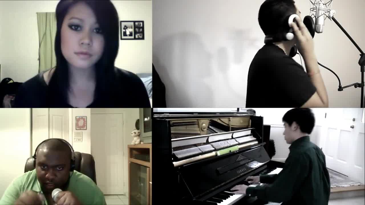 4 човека изпълняват невероятно песента на Eminem ft. Rihanna - Love The Way You Lie 