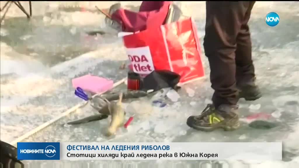 Хиляди ентусиасти ловят риба в замръзнала река в Южна Корея