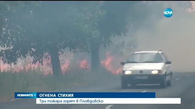 Три пожара горят в Пловдивско