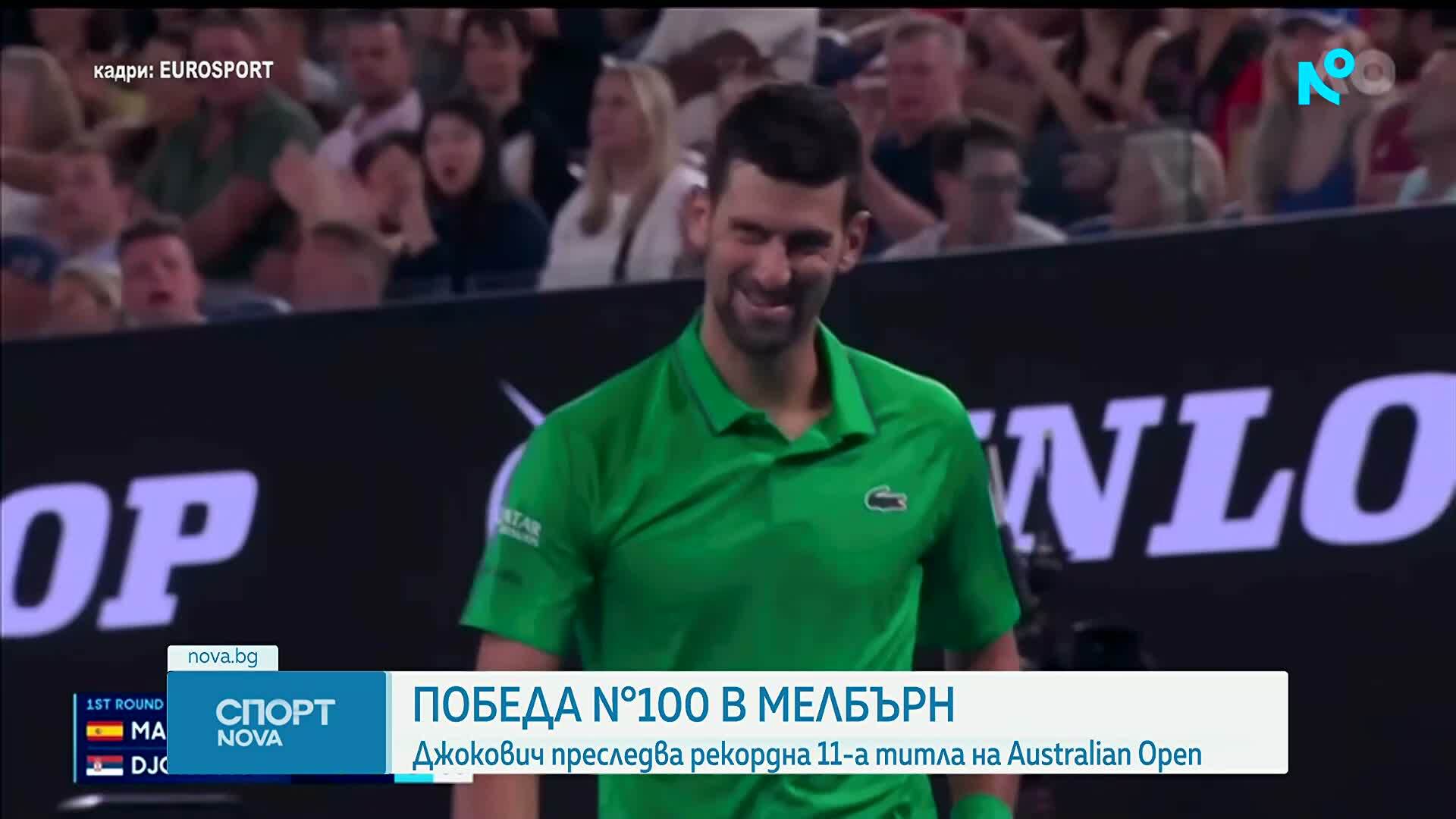 Джокович с историческа победа номер 100 на Australian Open