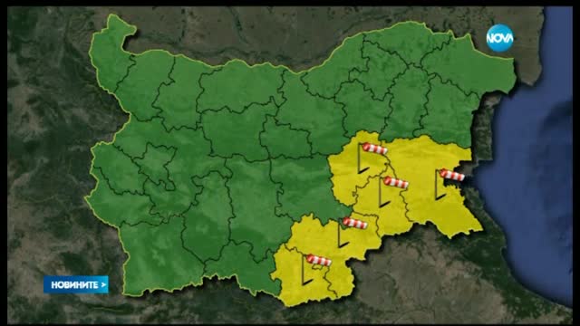 Жълт код за силен вятър в пет области