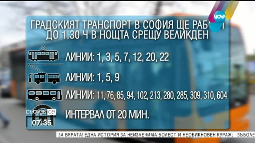 Градският транспорт в столицата с променено работно време