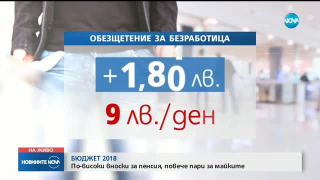 БЮДЖЕТ 2018: По-високи вноски за пенсия и повече пари за майчинството