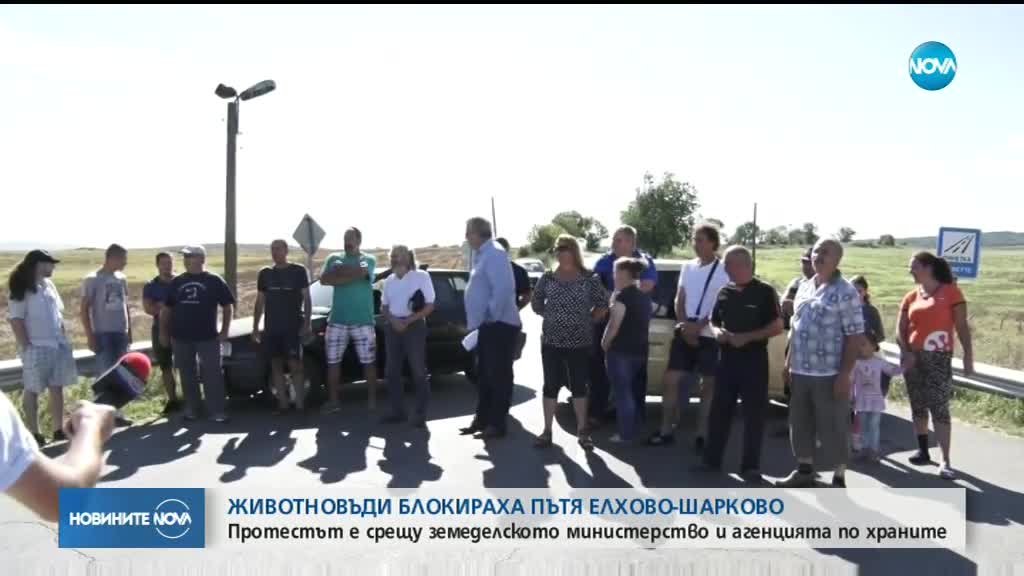 Протест на животновъди блокира пътя Елхово - Шарково