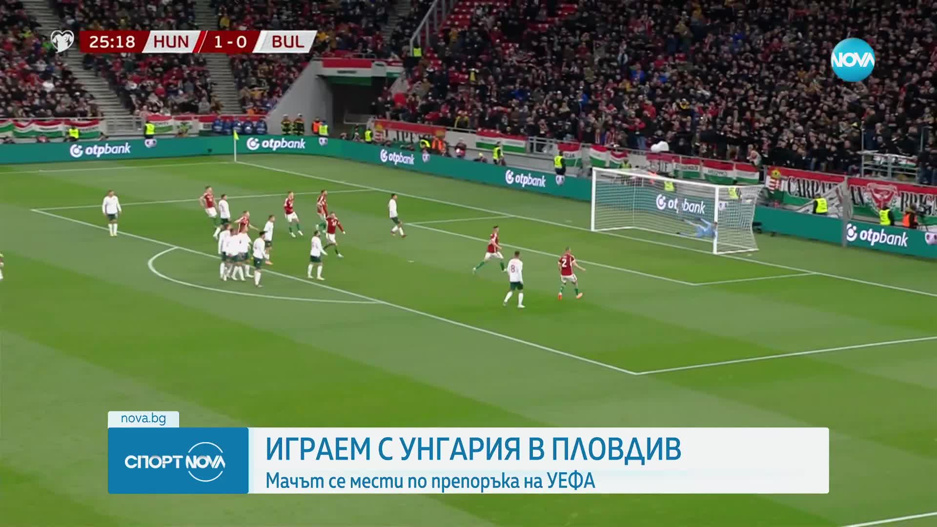 По препоръка на УЕФА: Мачът България – Унгария ще се играе на стадион "Христо Ботев" без публика