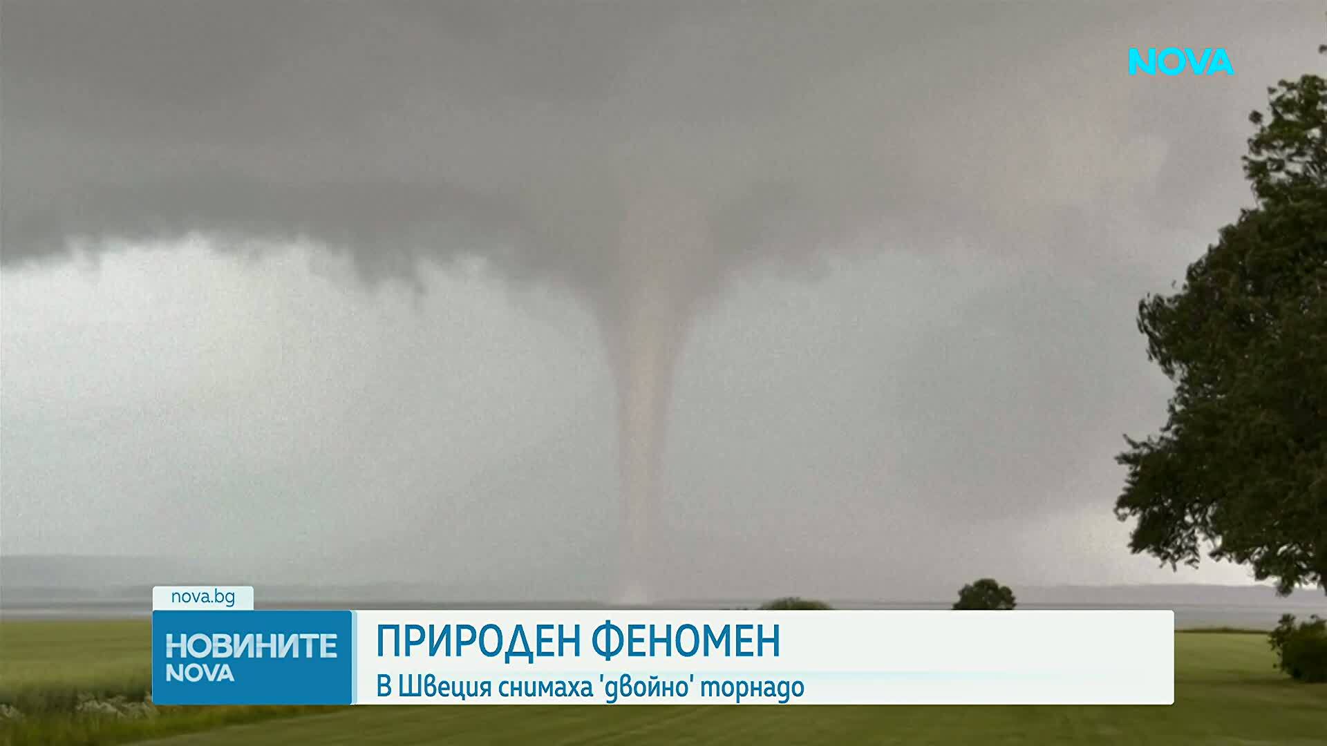 В Швеция заснеха двойно торнадо