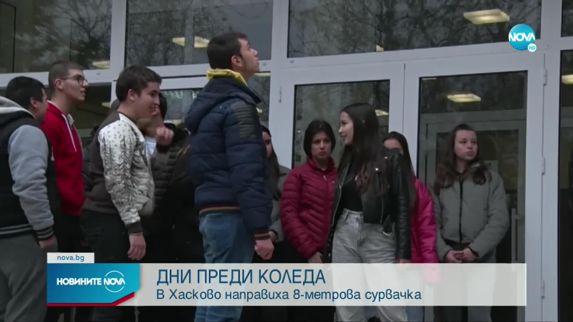 Преди Коледа: В Хасково направиха 8-метрова сурвачка