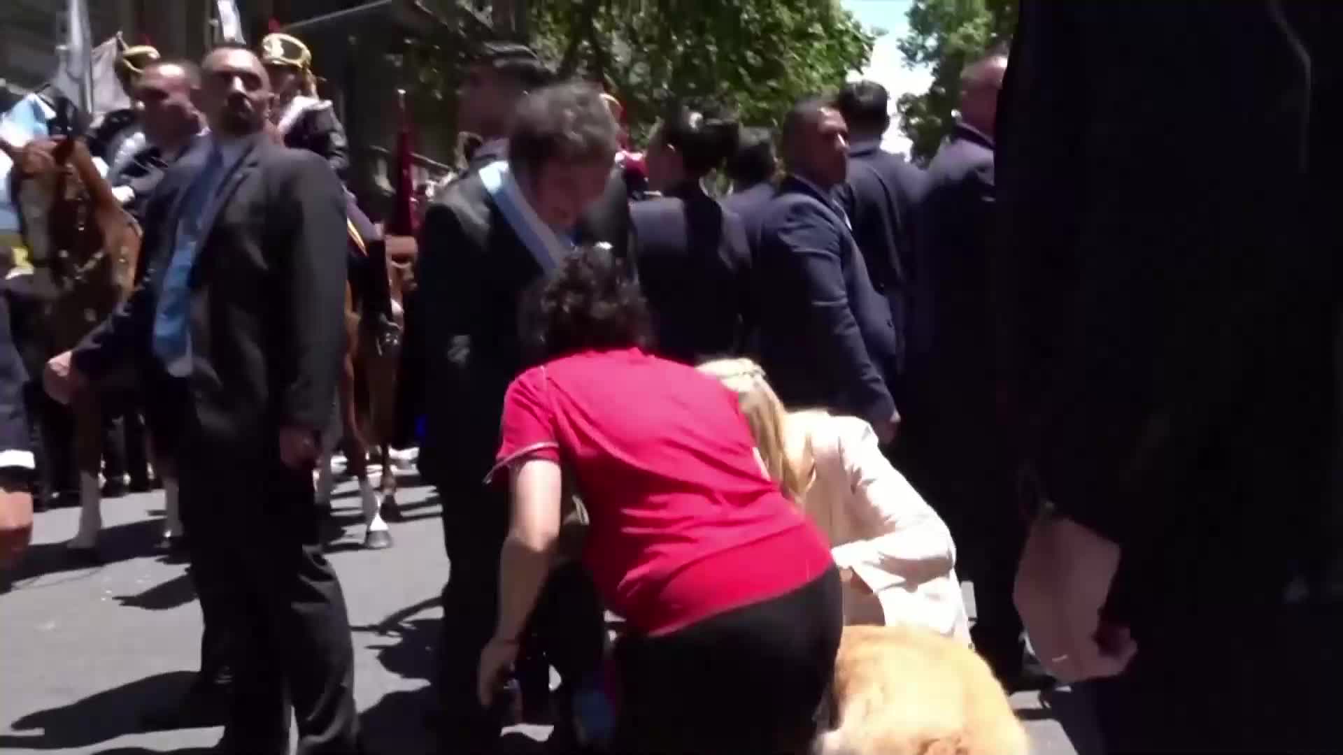 Аржентинският президент спря кортежа си, за да погали куче