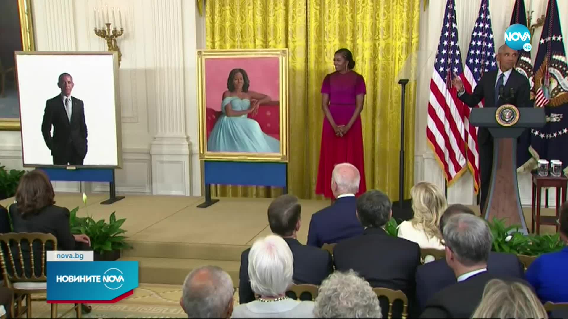 Семейство Обама на официална церемония в Белия дом
