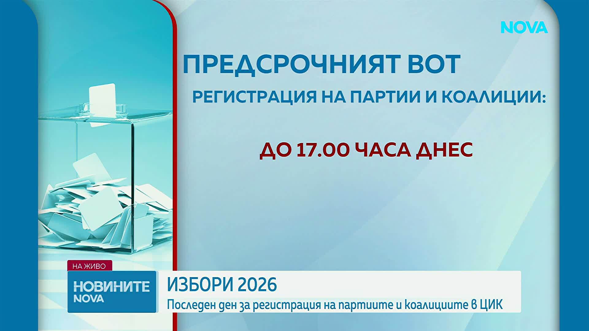 Последен ден за регистрация на партиите и коалициите в ЦИК