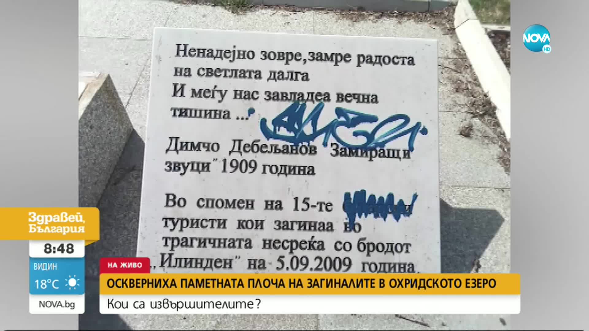 Отново оскверниха паметника на загиналите в Охридското езеро