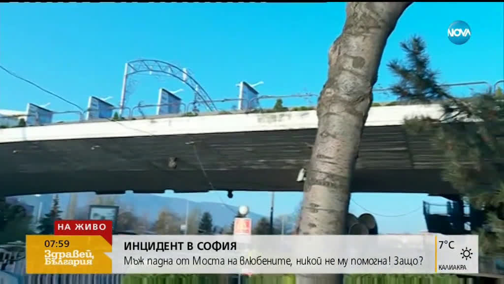 ИНЦИДЕНТ В СОФИЯ: Мъж падна от Моста на влюбените, никой не му помогна