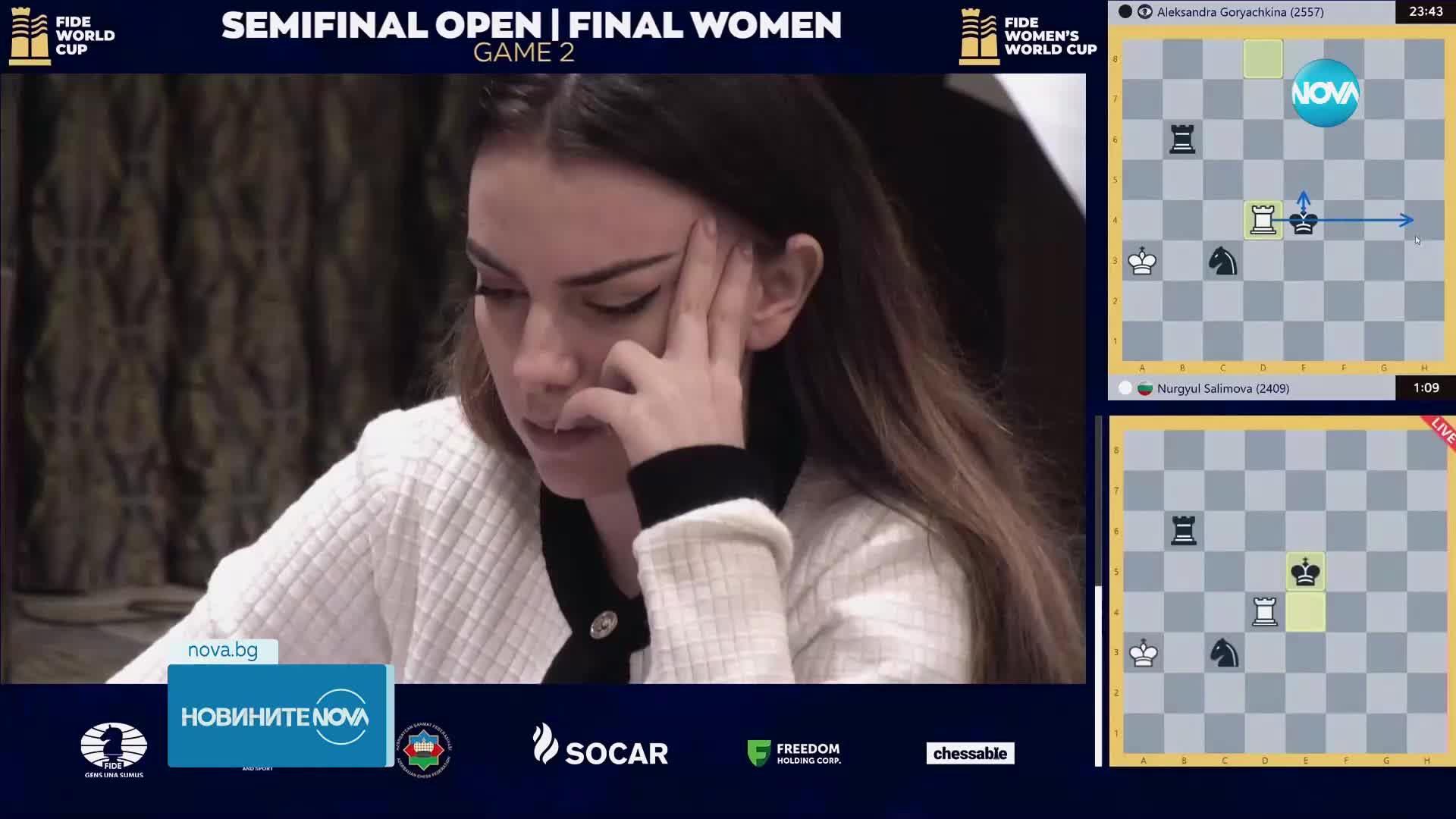 Решителна битка за Нургюл Салимова на Световната купа по шахмат