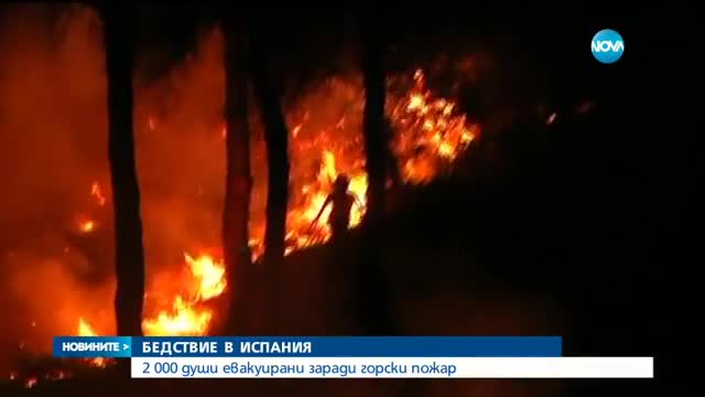 Хиляди евакуирани заради пожар в природен парк в Испания