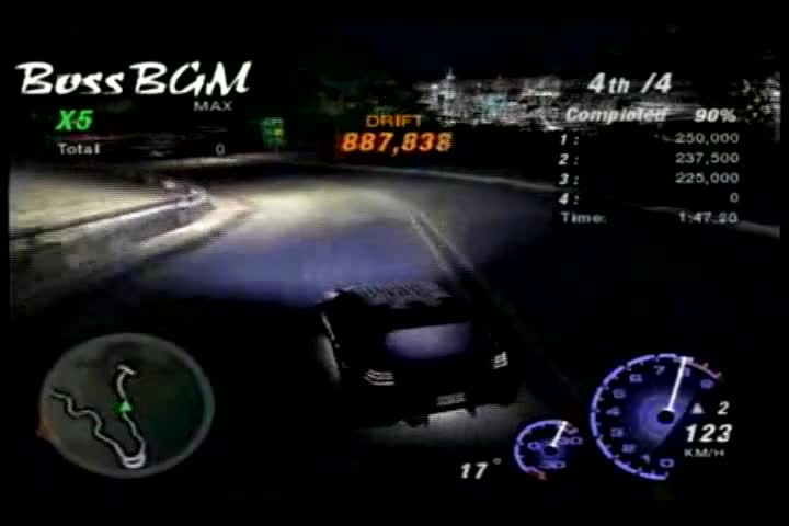 Nfsu2 - Bossbgm drifting at Hillside Manor - Max traffic - Hard